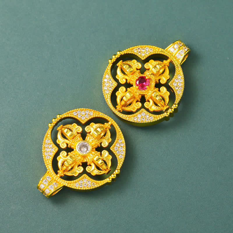 Buddha Stones Runde Halskette mit vergoldetem Messinganhänger „Vajra – Spirituelle Kraft“, rund - image 17