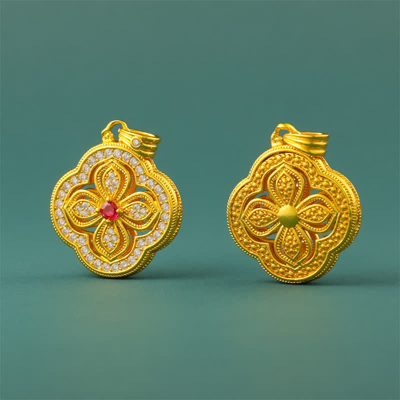 Buddha Stones Halskette mit Anhänger in Form eines vierblättrigen Kleeblatts aus Begonien - image 5