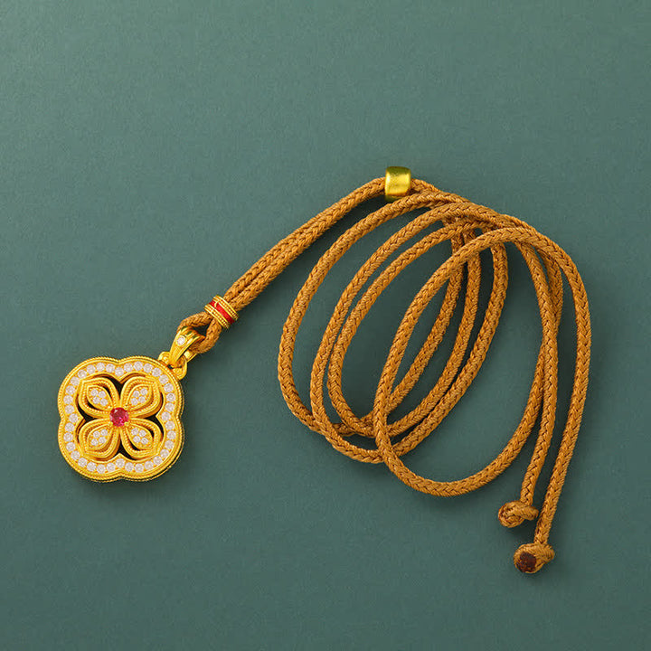 Buddha Stones Halskette mit Anhänger in Form eines vierblättrigen Kleeblatts aus Begonien - image 1