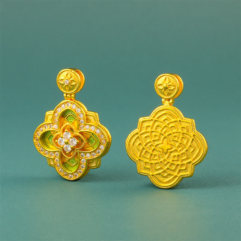 Buddha Stones Begonien-Halskette aus vergoldetem Kupfer mit harmonischer Verbindung und Ruyi-Kompass - image 4