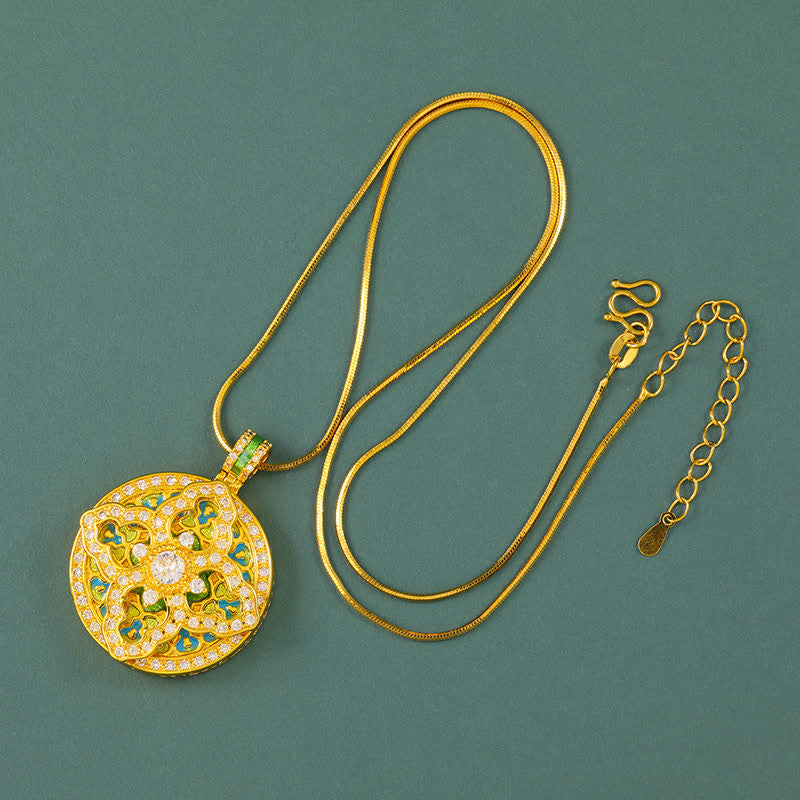 Buddha Stones Halskette mit rundem Anhänger in Form eines Kürbisses aus vergoldetem Messing - Schlangenkette - image 7