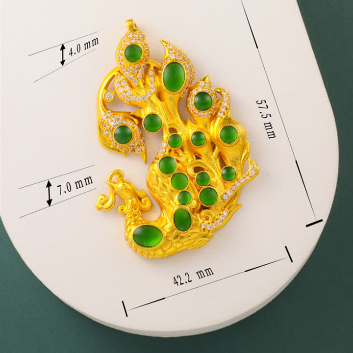 Buddha Stones Halskette aus vergoldetem Messing mit Pfauenmotiv – Symbol für Selbstvertrauen - image 13