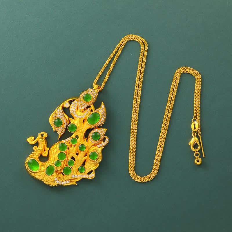 Buddha Stones Halskette aus vergoldetem Messing mit Pfauenmotiv – Symbol für Selbstvertrauen - Kette - image 9