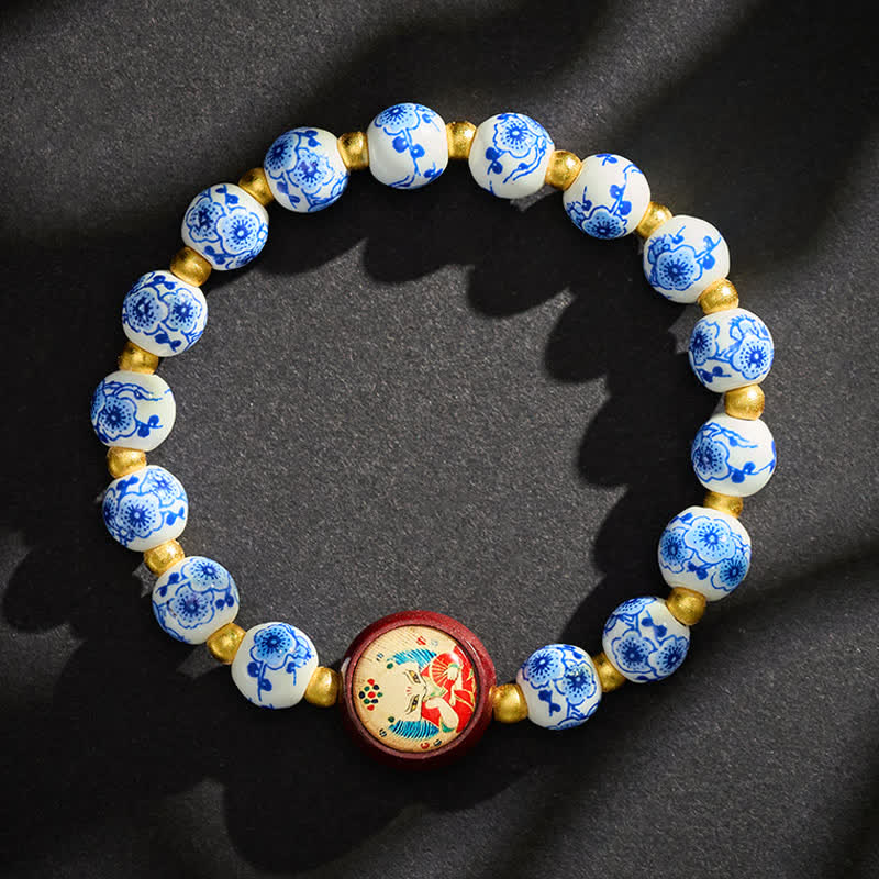 Buddha Stones Blau-weißes Porzellan-Fuchs-Weisheitsperlen-Armband - image 3