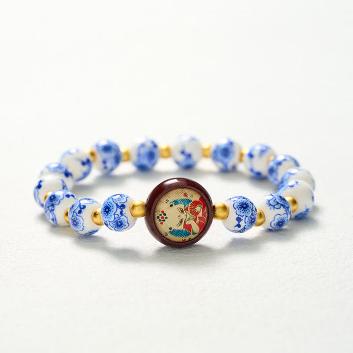 Buddha Stones Blau-weißes Porzellan-Fuchs-Weisheitsperlen-Armband - image 10