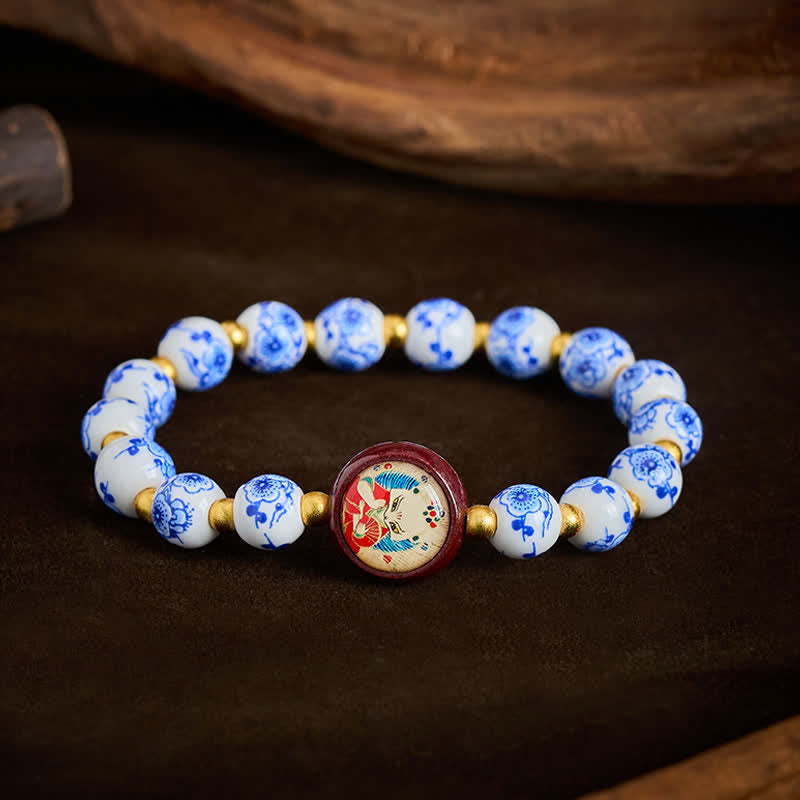 Buddha Stones Blau-weißes Porzellan-Fuchs-Weisheitsperlen-Armband - Fuchs (Erfolg ♥ Weisheit) - image 0