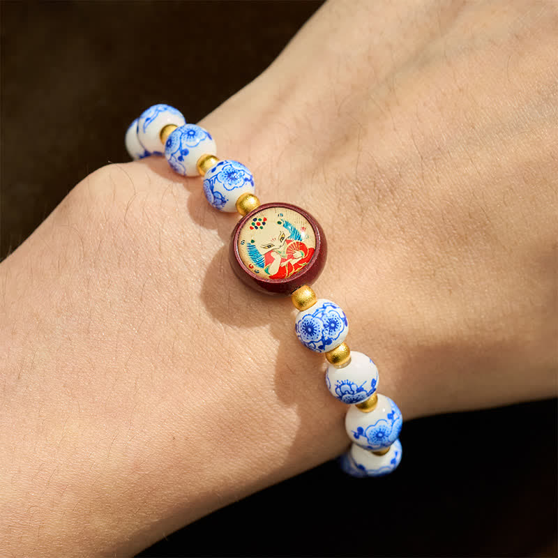 Buddha Stones Blau-weißes Porzellan-Fuchs-Weisheitsperlen-Armband - image 4