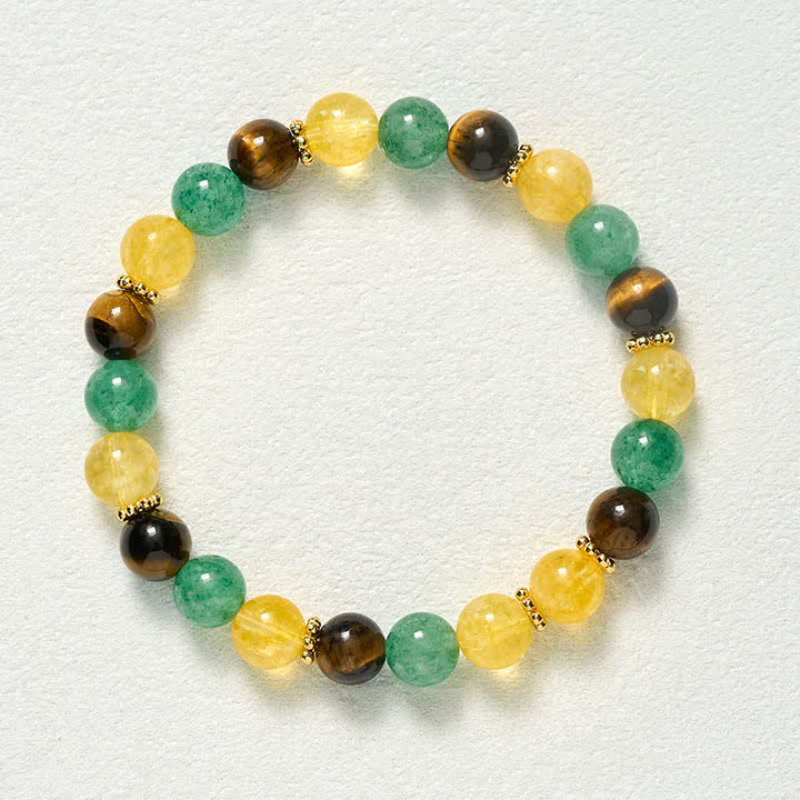 Buddha Stones Armband aus Citrin, Tigerauge, grünen Erdbeerquarzperlen - image 9