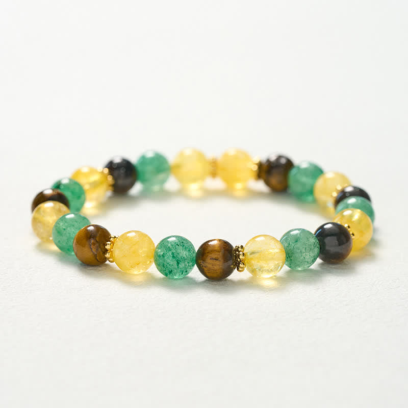 Buddha Stones Armband aus Citrin, Tigerauge, grünen Erdbeerquarzperlen - image 10