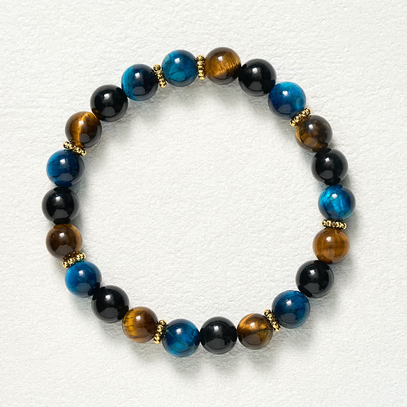 Buddha Stones Armband aus Tigerauge-Blau-Tigerauge-Schwarz-Obsidian-Perlen – Mut - image 9