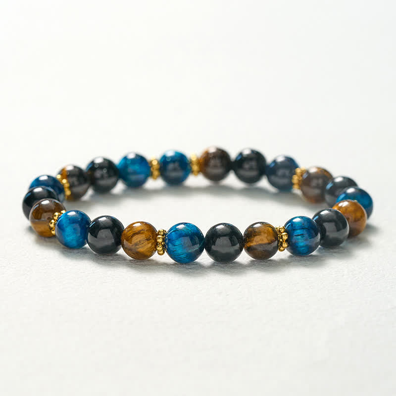 Buddha Stones Armband aus Tigerauge-Blau-Tigerauge-Schwarz-Obsidian-Perlen – Mut - image 10