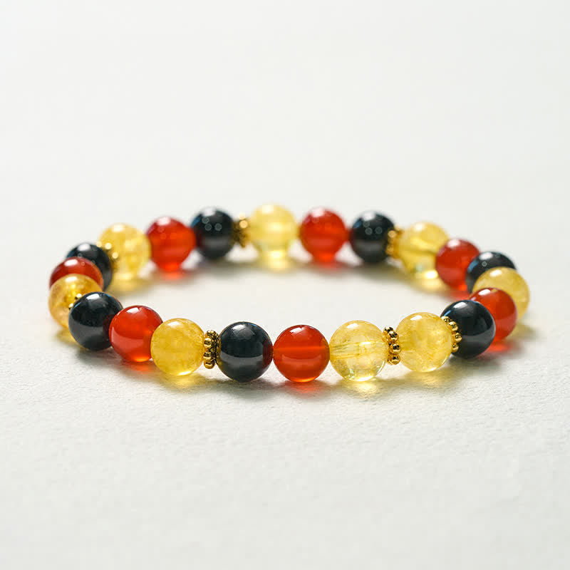 Buddha Stones Armband mit Citrin-, Rotachat- und Schwarzobsidianperlen - image 10