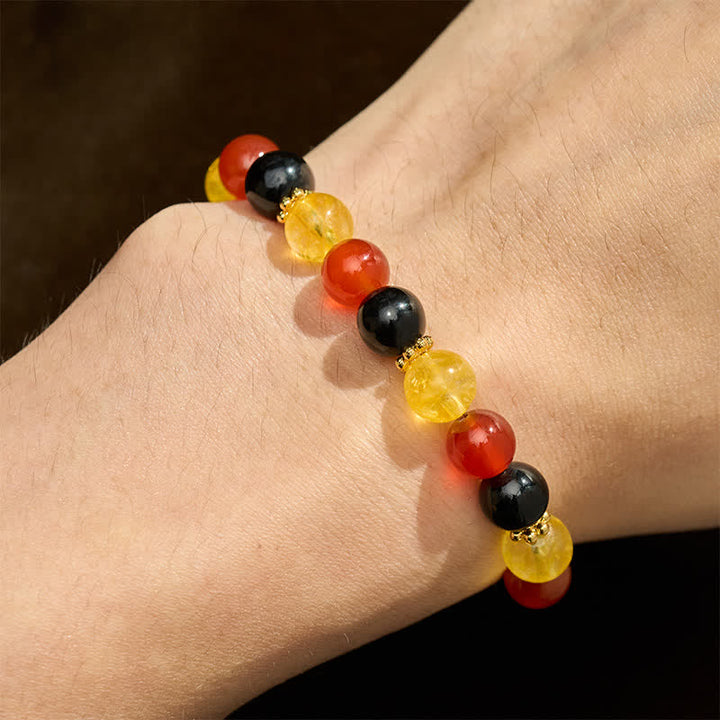 Buddha Stones Armband mit Citrin-, Rotachat- und Schwarzobsidianperlen - image 4