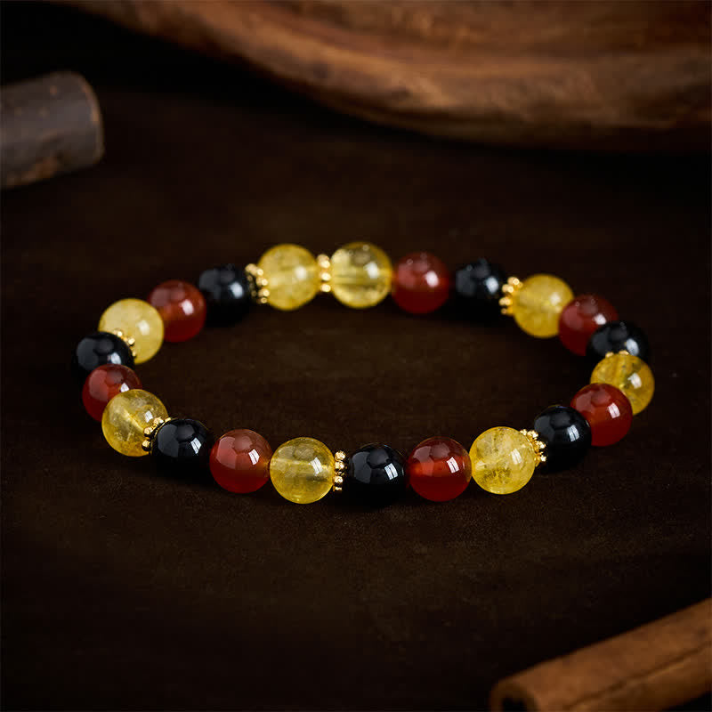 Buddha Stones Armband mit Citrin-, Rotachat- und Schwarzobsidianperlen - image 2