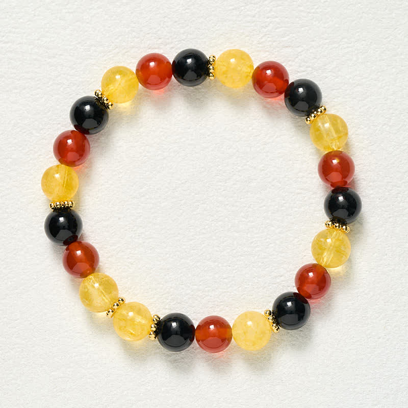 Buddha Stones Armband mit Citrin-, Rotachat- und Schwarzobsidianperlen - image 9