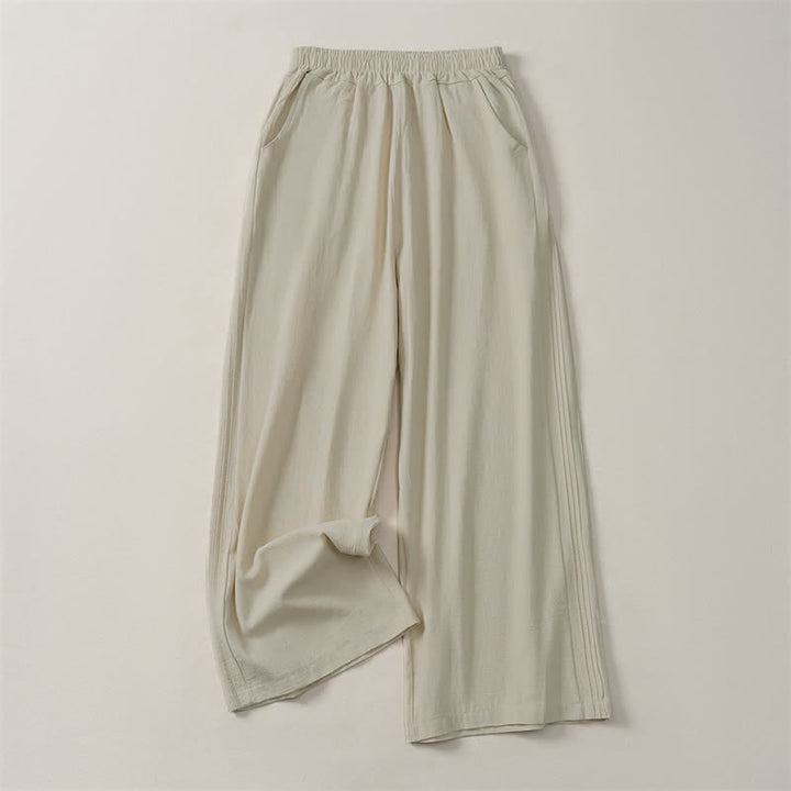 Buddha Stones Lässige, minimalistische, einfarbige Cropped-Hose für Damen – ideal für Frühling, Sommer und Herbst. Gerade geschnittene Hose mit Tasche. - Leinen - US12, UK/AU16, EU44 (3XL) - image 0