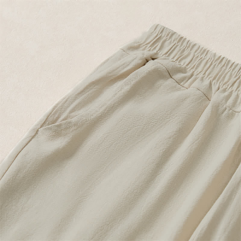 Buddha Stones Lässige, minimalistische, einfarbige Cropped-Hose für Damen – ideal für Frühling, Sommer und Herbst. Gerade geschnittene Hose mit Tasche. - image 3