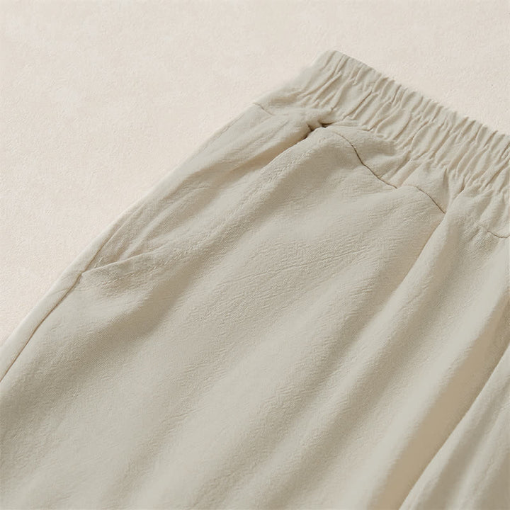 Buddha Stones Lässige, minimalistische, einfarbige Cropped-Hose für Damen – ideal für Frühling, Sommer und Herbst. Gerade geschnittene Hose mit Tasche. - image 3