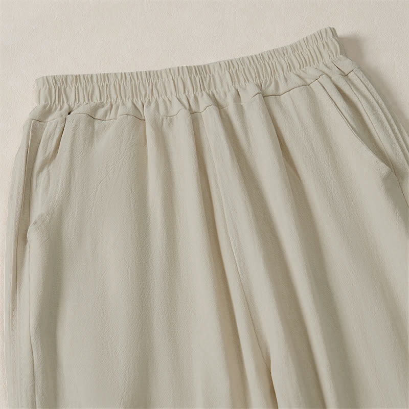 Buddha Stones Lässige, minimalistische, einfarbige Cropped-Hose für Damen – ideal für Frühling, Sommer und Herbst. Gerade geschnittene Hose mit Tasche. - image 2
