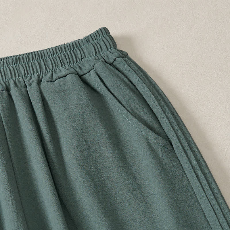Buddha Stones Lässige, minimalistische, einfarbige Cropped-Hose für Damen – ideal für Frühling, Sommer und Herbst. Gerade geschnittene Hose mit Tasche. - image 12