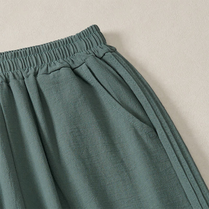 Buddha Stones Lässige, minimalistische, einfarbige Cropped-Hose für Damen – ideal für Frühling, Sommer und Herbst. Gerade geschnittene Hose mit Tasche. - image 12