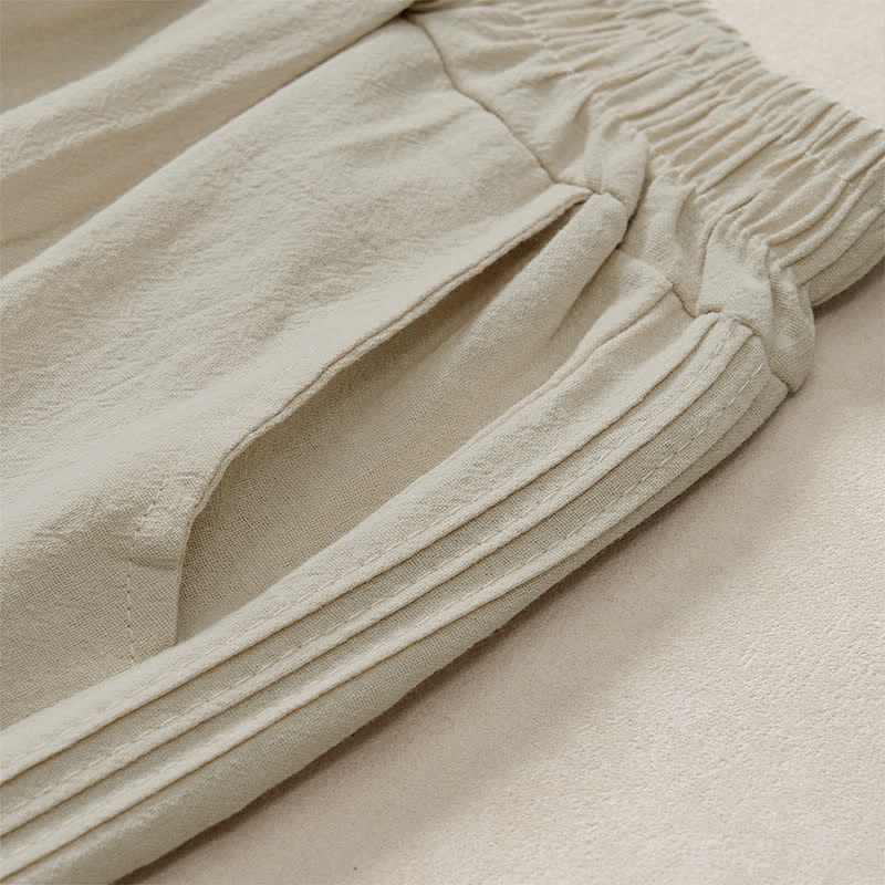 Buddha Stones Lässige, minimalistische, einfarbige Cropped-Hose für Damen – ideal für Frühling, Sommer und Herbst. Gerade geschnittene Hose mit Tasche. - image 4