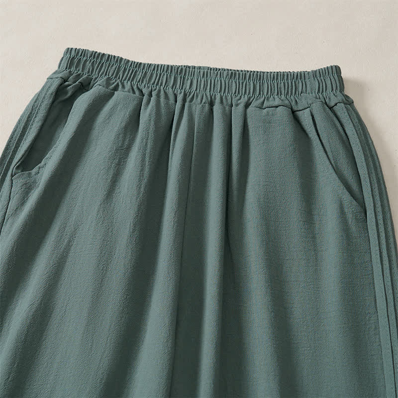 Buddha Stones Lässige, minimalistische, einfarbige Cropped-Hose für Damen – ideal für Frühling, Sommer und Herbst. Gerade geschnittene Hose mit Tasche. - image 11