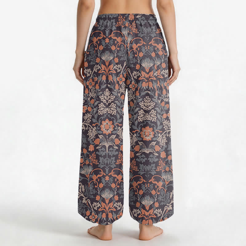 Buddha Stones Baumwoll-Haremshose für Damen mit Vintage-Blumen-Paisley-Muster, elastischem Bund und Seitentaschen - image 2