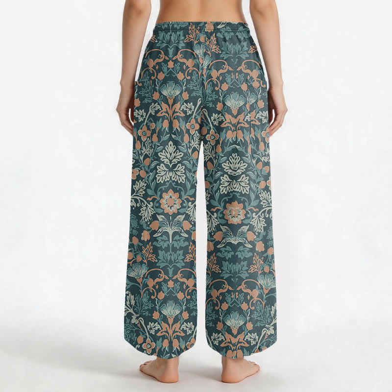 Buddha Stones Baumwoll-Haremshose für Damen mit Vintage-Blumen-Paisley-Muster, elastischem Bund und Seitentaschen - image 9