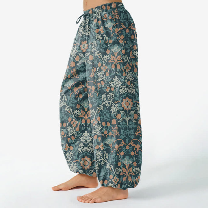 Buddha Stones Baumwoll-Haremshose für Damen mit Vintage-Blumen-Paisley-Muster, elastischem Bund und Seitentaschen - image 8