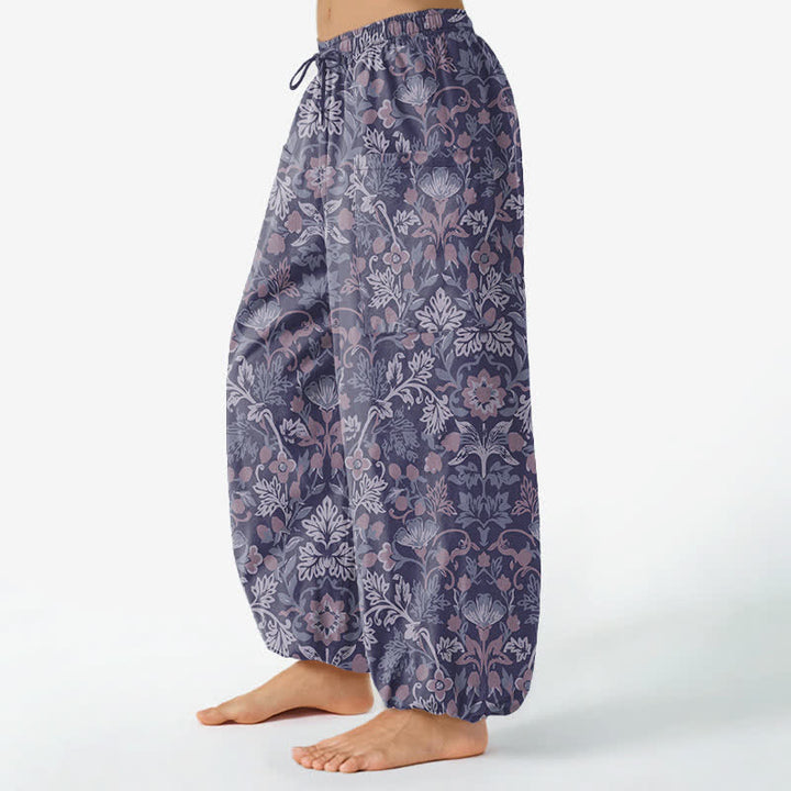 Buddha Stones Baumwoll-Haremshose für Damen mit Vintage-Blumen-Paisley-Muster, elastischem Bund und Seitentaschen - image 11