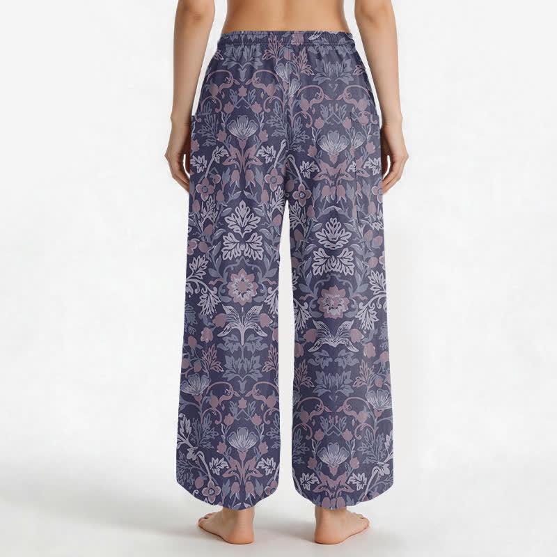Buddha Stones Baumwoll-Haremshose für Damen mit Vintage-Blumen-Paisley-Muster, elastischem Bund und Seitentaschen - image 12