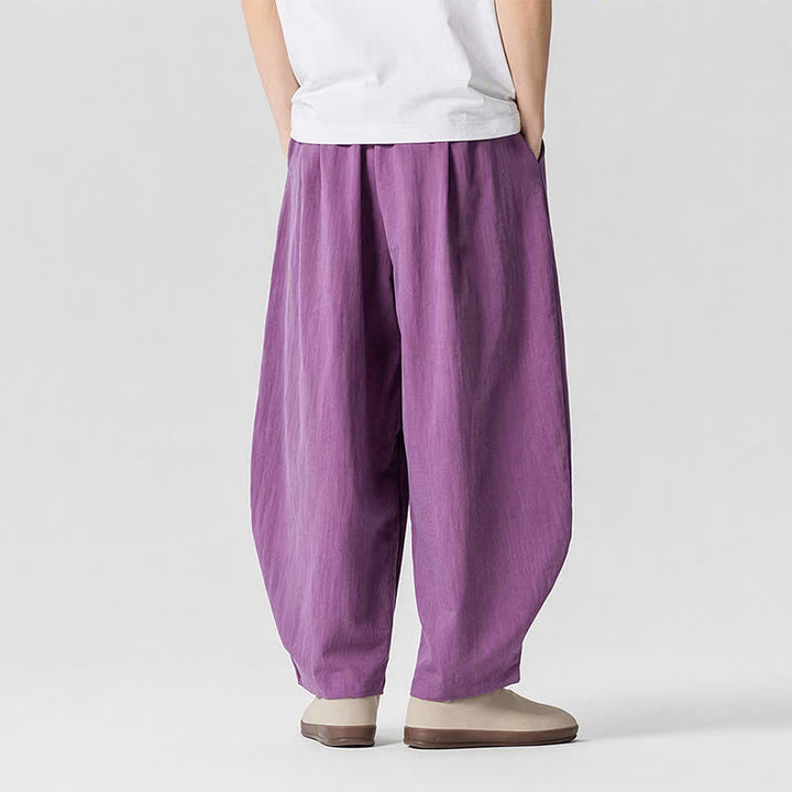 Buddha Stones Lässige, einfarbige Herren-Haremshose mit Taschen, ideal für Frühling und Sommer - image 18