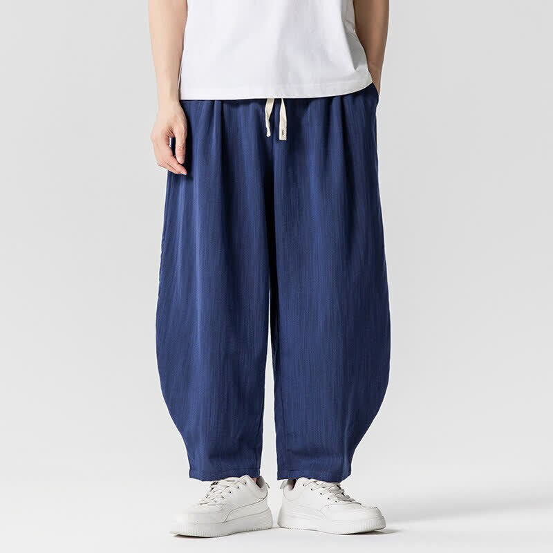 Buddha Stones Lässige, einfarbige Herren-Haremshose mit Taschen, ideal für Frühling und Sommer - Marine - US/UK/AU46, EU56 (5XL) - image 0