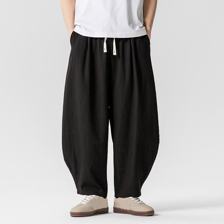 Buddha Stones Lässige, einfarbige Herren-Haremshose mit Taschen, ideal für Frühling und Sommer - Schwarz - US/UK/AU46, EU56 (5XL) - image 6