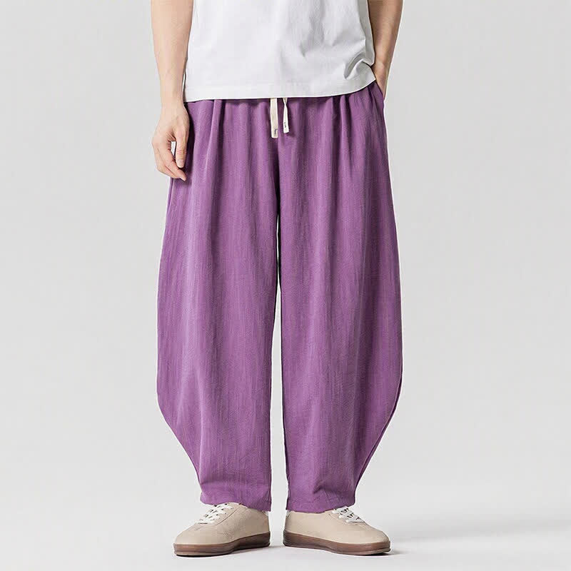 Buddha Stones Lässige, einfarbige Herren-Haremshose mit Taschen, ideal für Frühling und Sommer - Mittelviolett - US/UK/AU46, EU56 (5XL) - image 16