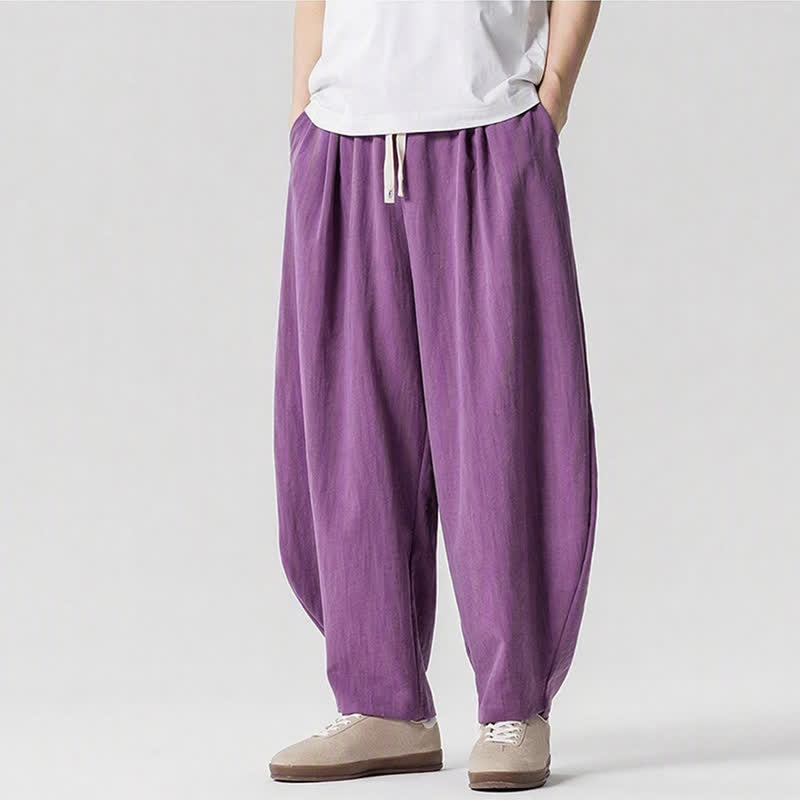 Buddha Stones Lässige, einfarbige Herren-Haremshose mit Taschen, ideal für Frühling und Sommer - image 17