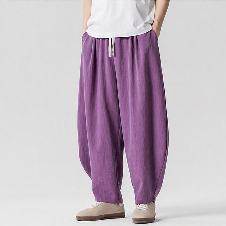 Buddha Stones Lässige, einfarbige Herren-Haremshose mit Taschen, ideal für Frühling und Sommer - image 17