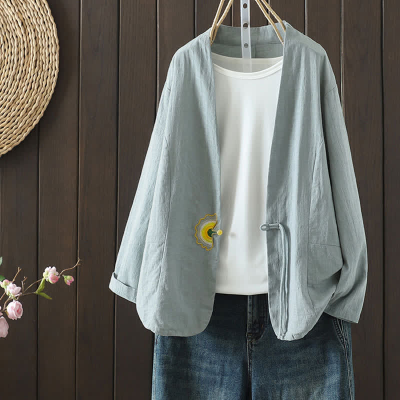 Buddha Stones Lässige, minimalistische Langarmshirts für Damen, einfarbig, mit Kordelzug und Stickerei, ideal für Frühling und Sommer - Helltürkis - US8-10, UK/AU12-14, EU40-42 (2XL) - image 0