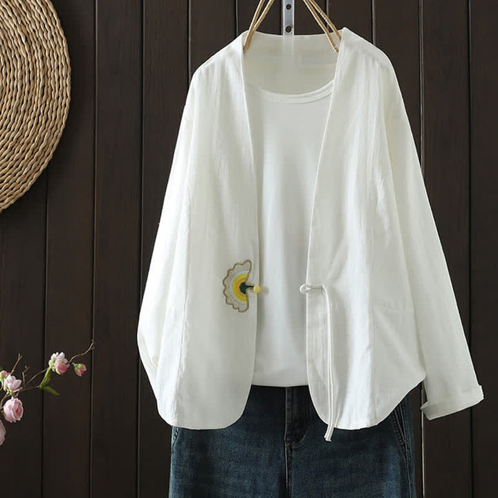 Buddha Stones Lässige, minimalistische Langarmshirts für Damen, einfarbig, mit Kordelzug und Stickerei, ideal für Frühling und Sommer - Weiß - US8-10, UK/AU12-14, EU40-42 (2XL) - image 14