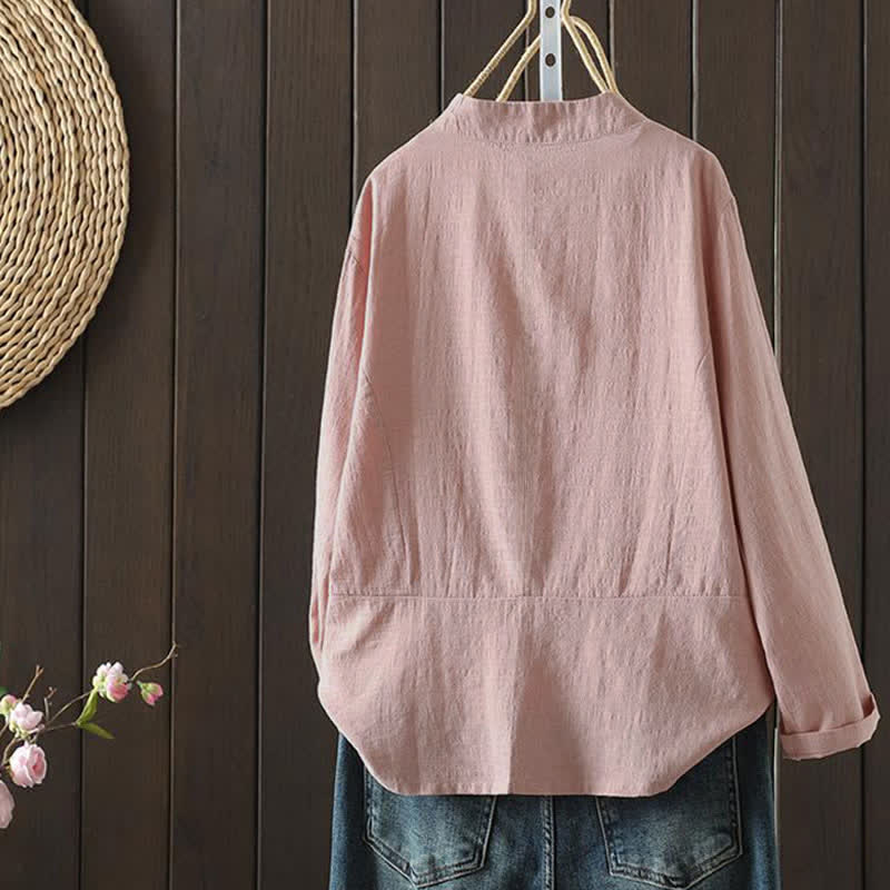 Buddha Stones Lässige, minimalistische Langarmshirts für Damen, einfarbig, mit Kordelzug und Stickerei, ideal für Frühling und Sommer - image 9