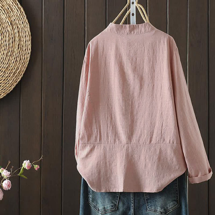 Buddha Stones Lässige, minimalistische Langarmshirts für Damen, einfarbig, mit Kordelzug und Stickerei, ideal für Frühling und Sommer - image 9