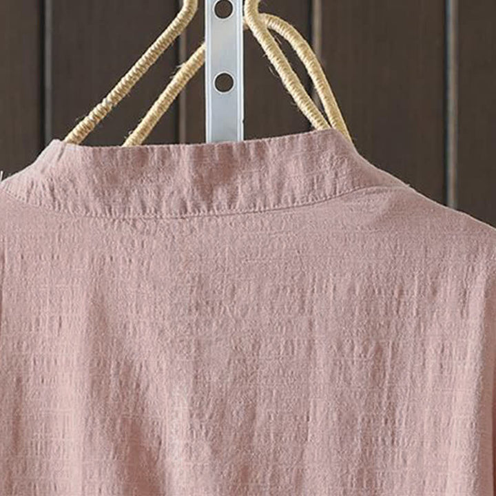 Buddha Stones Lässige, minimalistische Langarmshirts für Damen, einfarbig, mit Kordelzug und Stickerei, ideal für Frühling und Sommer - image 11