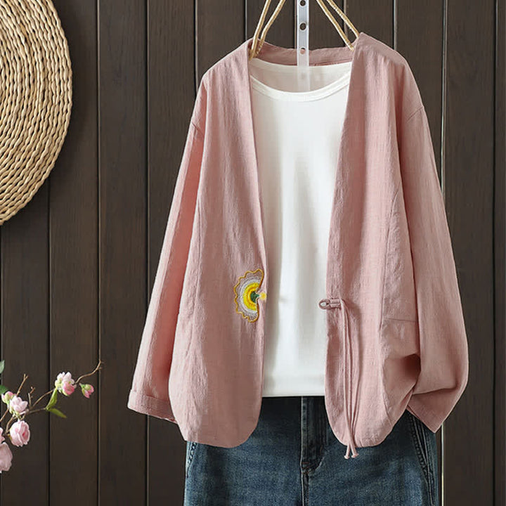 Buddha Stones Lässige, minimalistische Langarmshirts für Damen, einfarbig, mit Kordelzug und Stickerei, ideal für Frühling und Sommer - Hellrosa - US8-10, UK/AU12-14, EU40-42 (2XL) - image 8