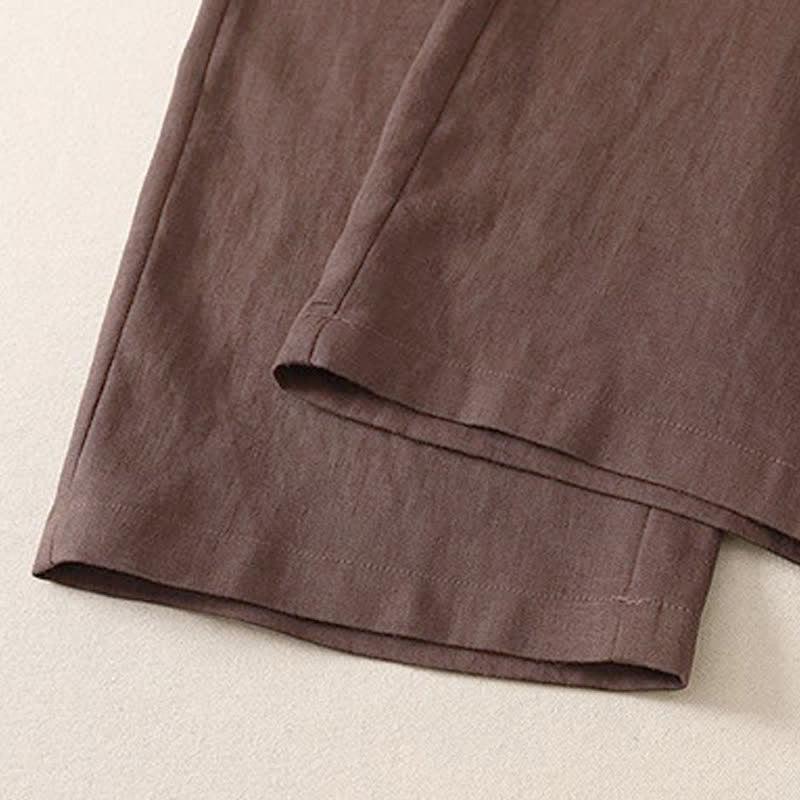 Buddha Stones Klassische, schlichte, einfarbige Cropped-Hose für Damen – gerades Bein mit Tasche - image 12