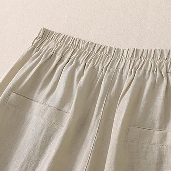 Buddha Stones Klassische, schlichte, einfarbige Cropped-Hose für Damen – gerades Bein mit Tasche - image 3
