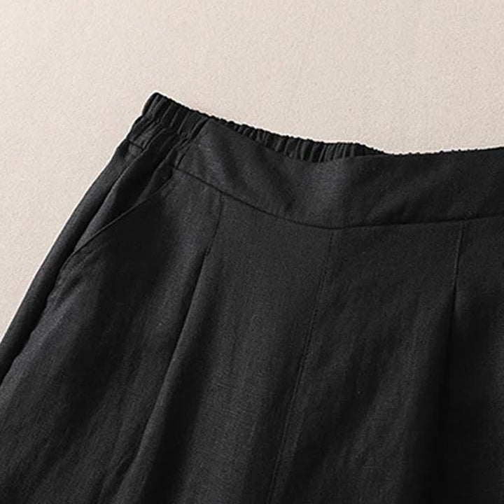 Buddha Stones Klassische, schlichte, einfarbige Cropped-Hose für Damen – gerades Bein mit Tasche - image 7