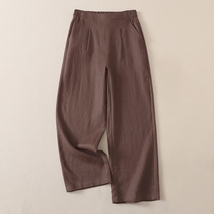 Buddha Stones Klassische, schlichte, einfarbige Cropped-Hose für Damen – gerades Bein mit Tasche - Sattelbraun - US8-10, UK/AU12-14, EU40-42 (2XL) - image 10