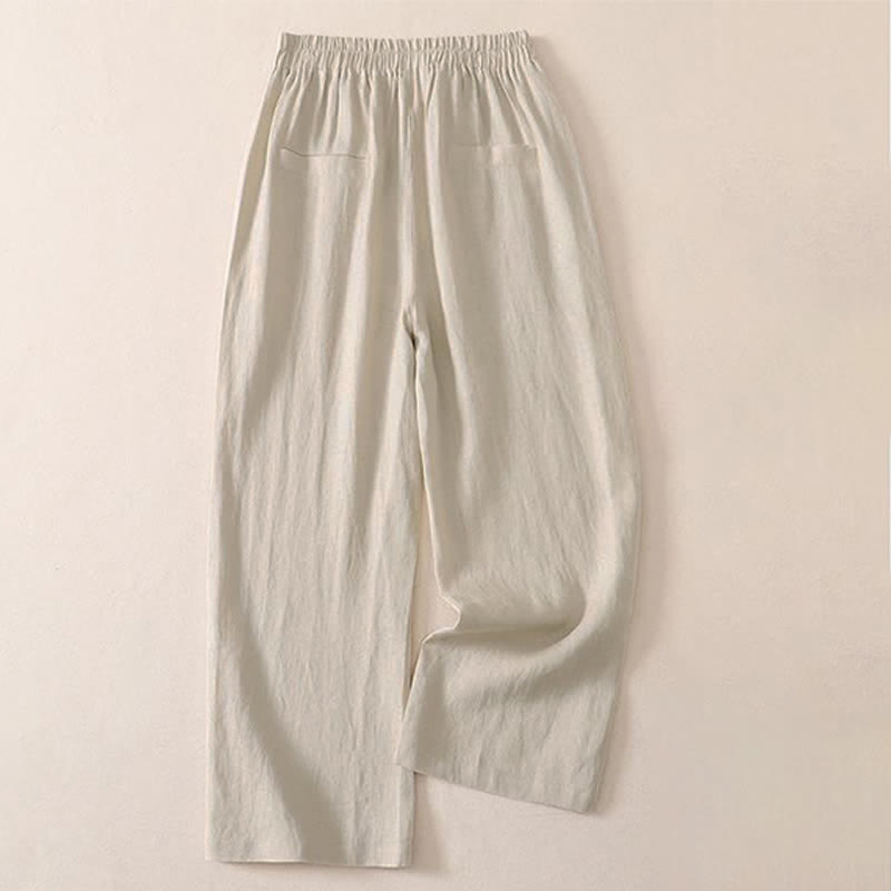 Buddha Stones Klassische, schlichte, einfarbige Cropped-Hose für Damen – gerades Bein mit Tasche - image 1