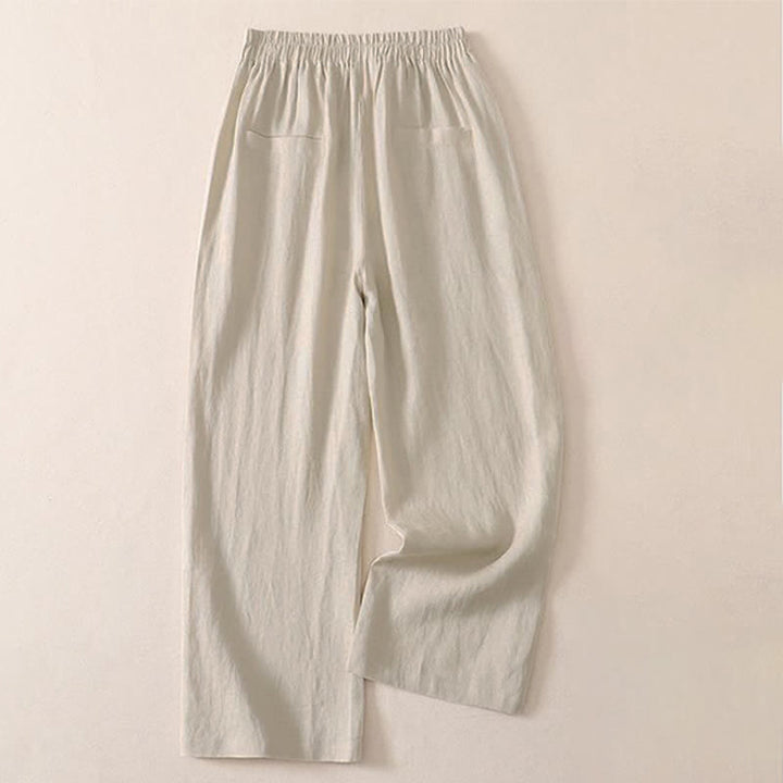 Buddha Stones Klassische, schlichte, einfarbige Cropped-Hose für Damen – gerades Bein mit Tasche - image 1